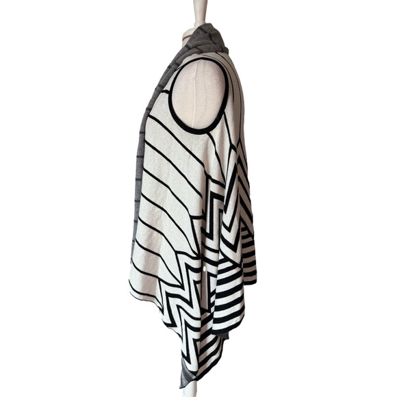 Merona Womens XS Boho Soft Modal Knit Hi-Lo Tunic Vest Cardigan Stripe Zig Zag - Picture 2 of 7